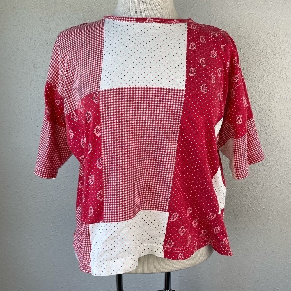Liz & Co. Red & White Paisley Style Too Size M EUC